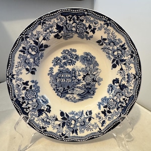 Vintage Royal Staffordshire Clarice Cliff Blue White Tonquin 8&quot; Rimmed Soup Bowl - Used