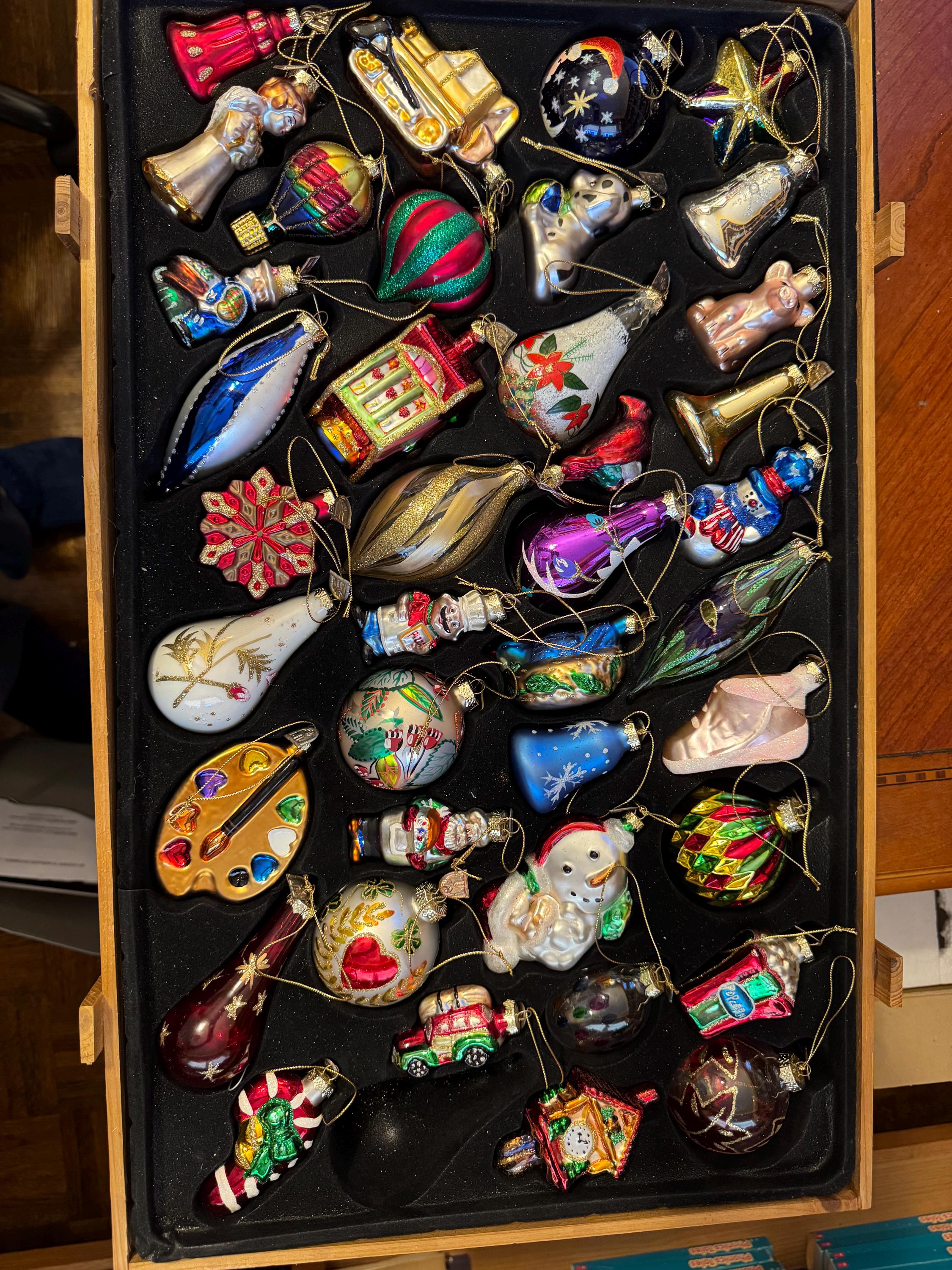 Set of 39 Thomas Pacconi Christmas Ornaments in the Original Box