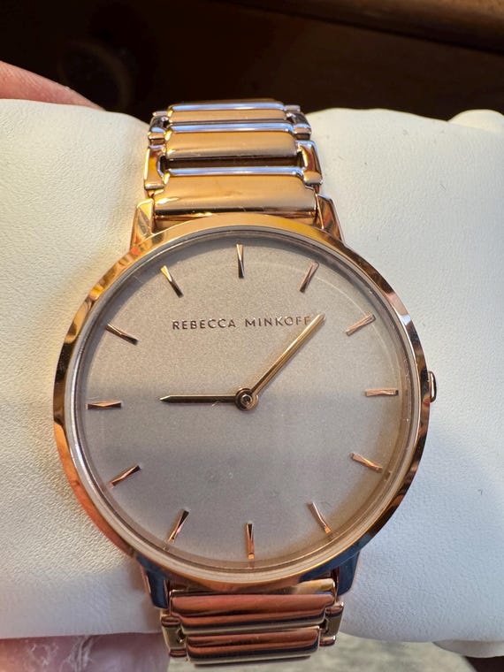 NEW Rebecca Minkoff BeigenGenuine Leather Moment Stainless Steel Watch Rebecca Minkoff Watches for Women on Sale up to 90% Off  main image 4