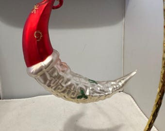 Adorno navideño grande de Papá Noel en forma de media luna