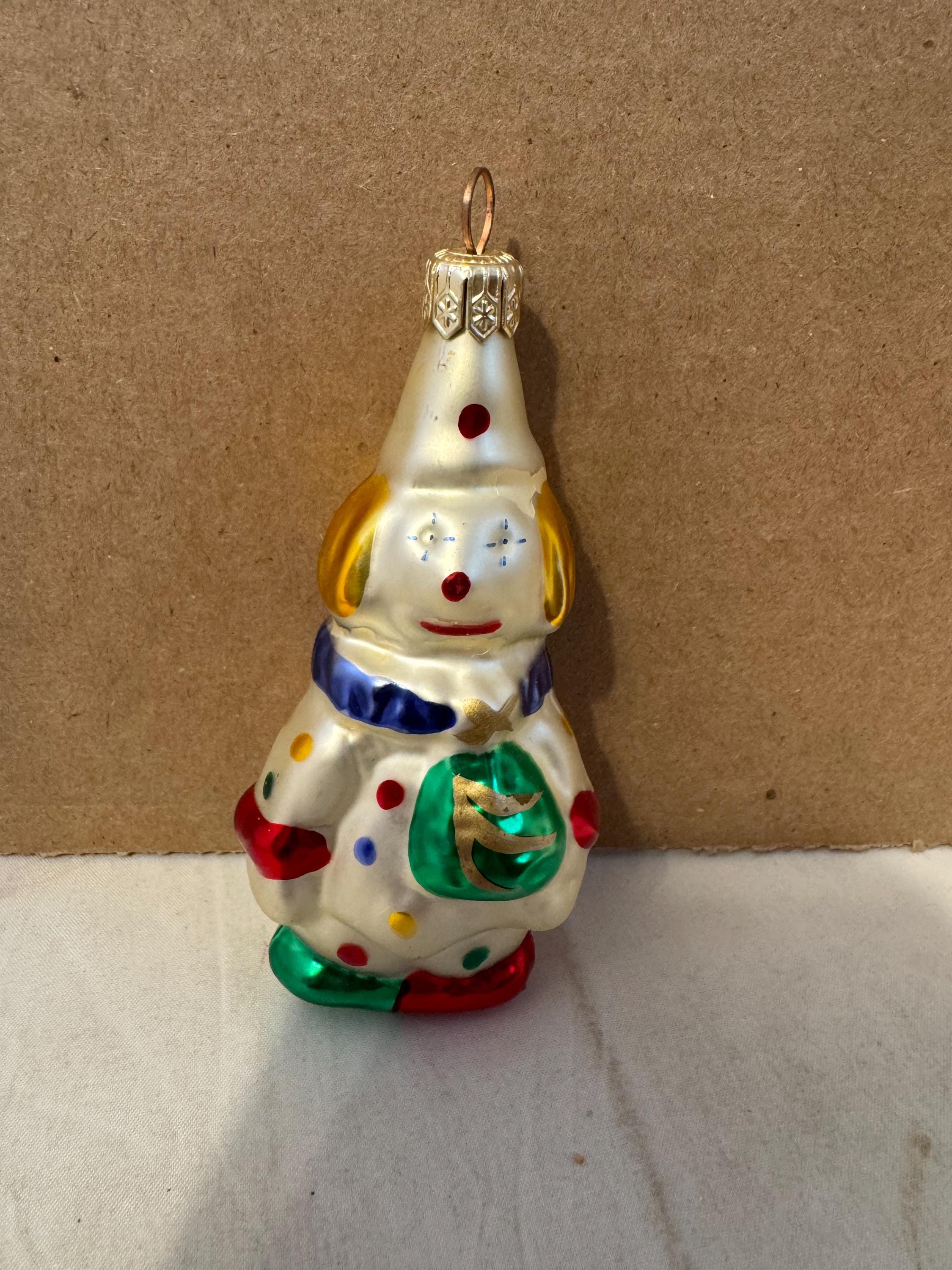 Clown En Ouate Pour Décoration De Noël - Vintage Et Rare - 13 Cm