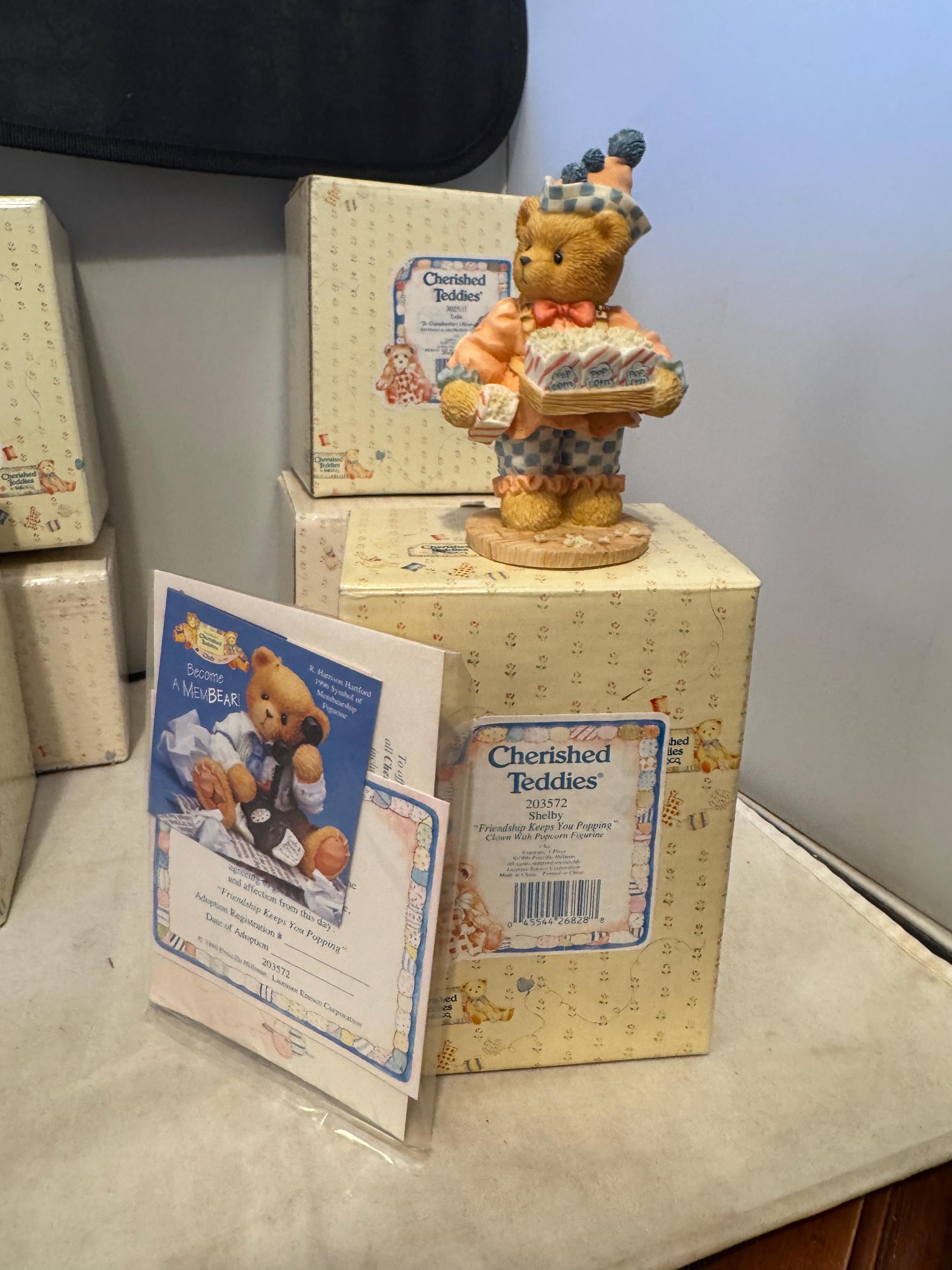 Cherished Teddies 203572 - Shelby - Clown With Popcorn Figurine - Etsy