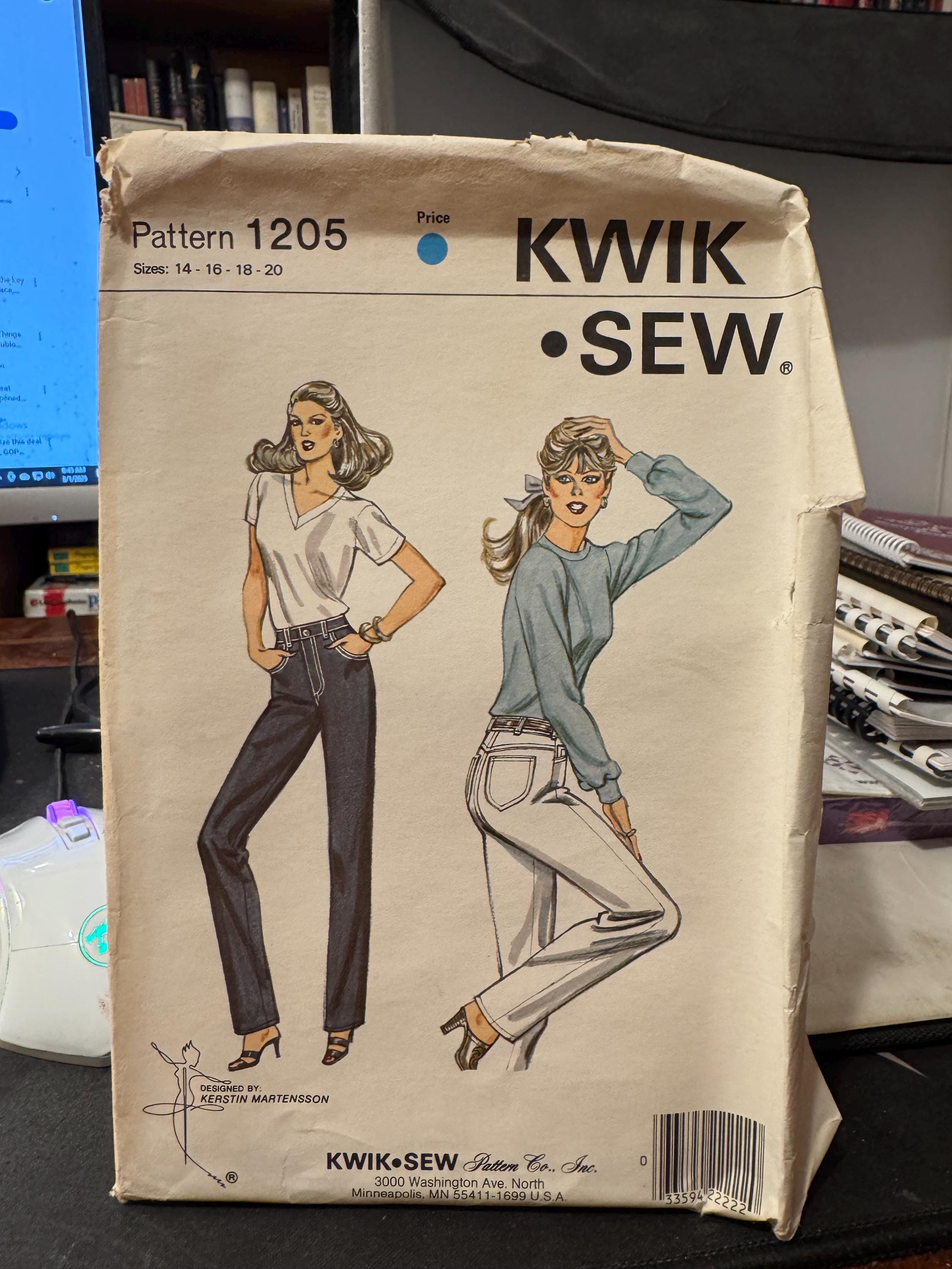 Kwik Sew Pattern 1205 Sizes 14-16-18-20 - Misses' Jeans - Uncut FF