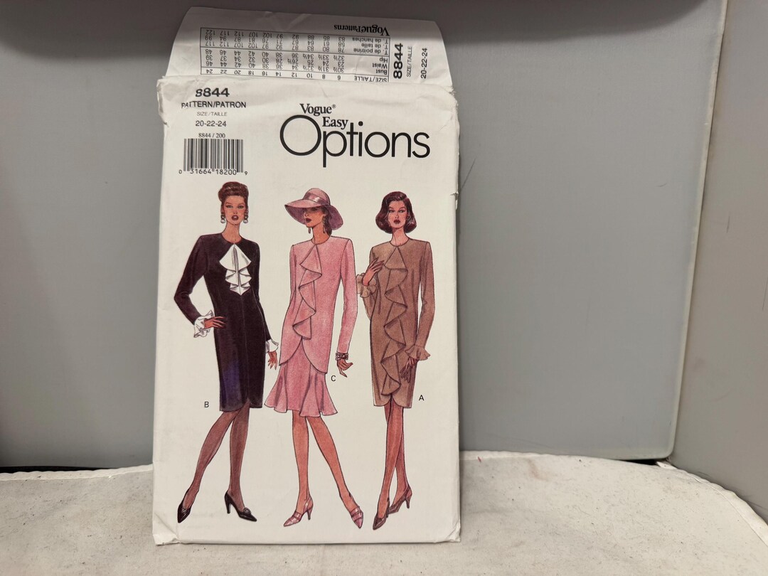 Vogue Easy Options Pattern 8844 Size 20-22-24 - Misses' Dress, Tunic ...