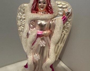 Santas Best Angel Christmas Ornament European Style Hand Blown Glass