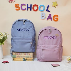 Sac à dos brodé personnalisé pour enfants, cartable personnalisé pour tout-petits, cadeaux pour filles et garçons, rentrée scolaire, cadeau d'anniversaire pour enfants, sac à dos prénom