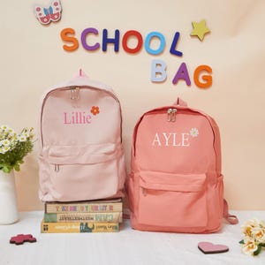 Sac à dos brodé personnalisé avec nom, sac à dos de voyage léger, grand sac à dos universitaire, cartable personnalisé, rentrée