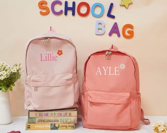 Bestickter Rucksack mit Namen, leichter Reiserucksack, großer College-Rucksack, personalisierte Schultasche, erster Schultag