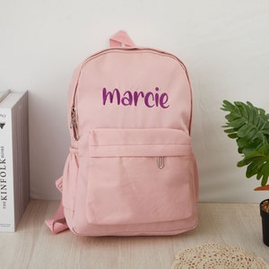 Sac à dos personnalisé, nom brodé à la main, choix de couleurs, cadeau pour fille garçon, sac à dos d'école, cartable avec bretelles réglables