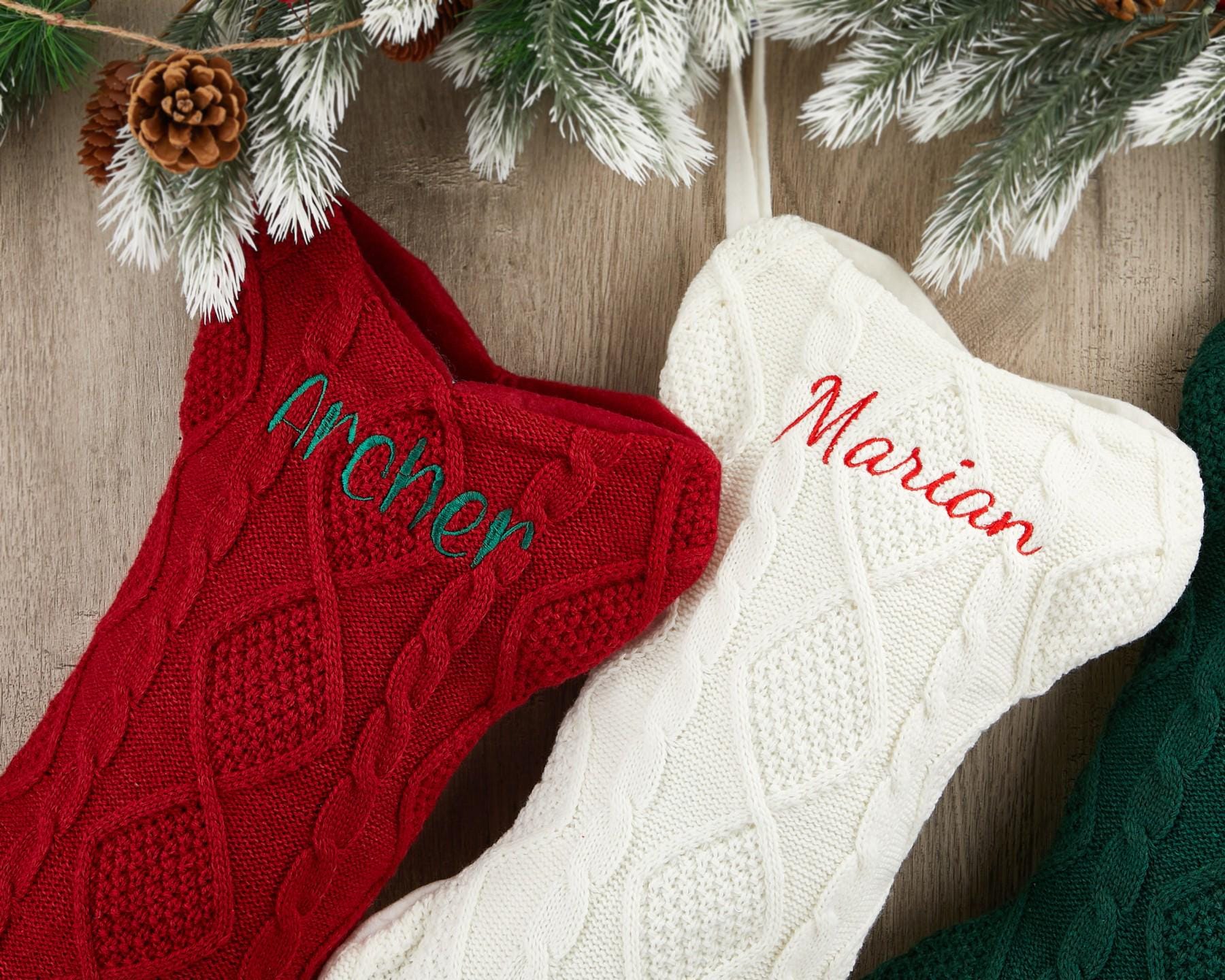 Personalized Dog Bone Christmas Stockings with Name, Bone Holiday Stocking for Dog, Christmas Dog Stocking,Embroidered Pet Stocking