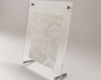 手織り／ファイバーアート／抽象テキスタイル／現代アート／ホームデコ／織物ホワイト02