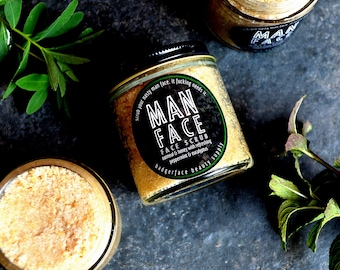 Men's Skin Care. Men's Face Wash. Oatmeal Face Scrub. Skin Care for Men. Gifts for Him. Zero Waste Gift. Zero Waste. Plastic Free.