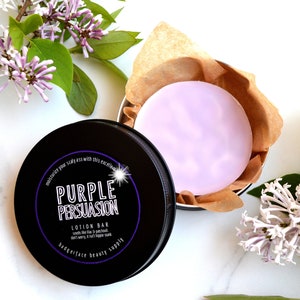 Lilac Lotion Bar. Badgerface Beauty Supply. Lilac Gift. Lilac Lotion. Lilac Body Butter Bar. Solid Lotion Bar. Body Butter Bar. Aluminum tin