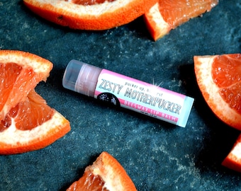 Pink Grapefruit Lip Balm. Natural Funny Lip Balm Favors.