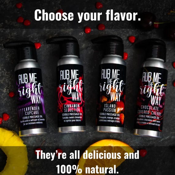 Edible Massage Oil – Sensual Body Oil for Couples. Natural Flavored Massage Oil Gift, Lickable Romance Oil for Her, Valentine’s Day Gift.