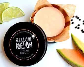 Solid Body Lotion Cantaloupe Melon Lime. Natural Melon Lotion Bar Beeswax Lotion Stick. 1.5 oz / 42.5 g. Summer Gifts for Her. Easter Basket