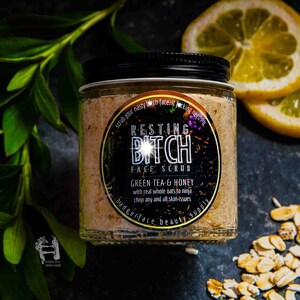 Oatmeal Face Scrub: Green Tea & Honey, Natural Skincare (4 oz / 118 mL)