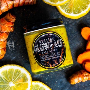 Turmeric Scrub. Turmeric Facial Scrub. Brightening Face Scrub. Turmeric Sugar Scrub. Brightening Skincare. Turmeric Skincare. Acne Skincare.