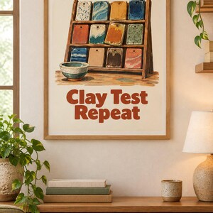 Glaze Test Tile Poster, Clay Test Repeat Pottery Studio Wall Art