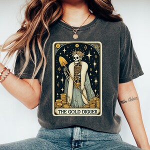Comfort Colors® Gold Digger Tarot Shirt, Skelett Mode T-Shirt, lustiges Skelett Gold Digger Shirt, Geschenk für Gold Digger, Vintage Tarot