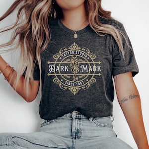 Dark Mark Tattoo Studio shirt, dark mark shirt, Bookish shirt, potter gift, harry shirt, Magic Shirt, universal shirt, dark magic, potter