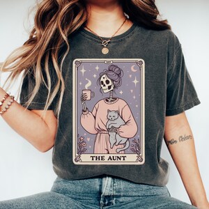 La chemise de carte de tarot tante, t-shirt squelette pour femme, t-shirt tante, chemise tante future, meilleure chemise tante de tous les temps, cadeau tante carte de tarot, cadeau pour elle