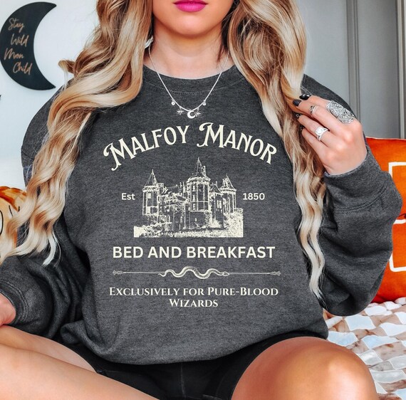 Malfoy Manor sweater bed and breakfast, Malfoy Manor Book Sweatshirt Pottery Shirt Malfoy Sweatshirt Wizard School Dracotok Dark Academia