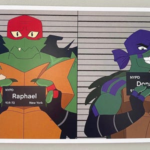 Lámina de Raph y Donnie de las Tortugas Ninja (8" x 5")