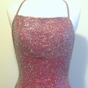 Elegant Pink Halter Neck Sequin Beaded Evening Dress DP8063