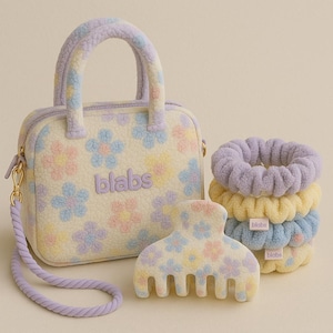 Limited Preorder – Fuzzy Flower Hair Claw Clip | 7cm Teddy Texture | Pastel Hair Accessory  | Ships 2026