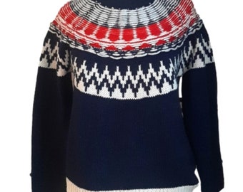 Womens Roots Norwegian Pullover Navy Winter Christmas Sweater Size Small