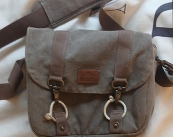 Vintage Brown Canvas Crossbody Roots75 Camera Bag
