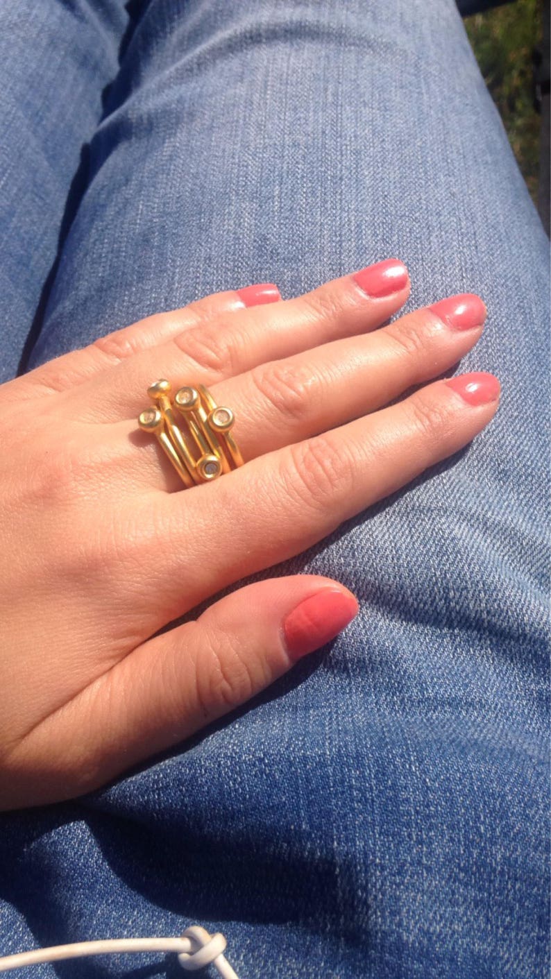 Modern Vintage Gold Jeweled Band Ring Size 8 Women/'s