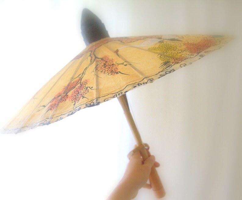 Handpainted Mustard Japanese/asian Parasol/umbrella Featuring Etsy