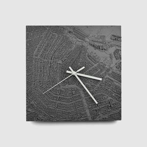 Amsterdam | Horloge murale | Plan de la ville 3D | 30x30