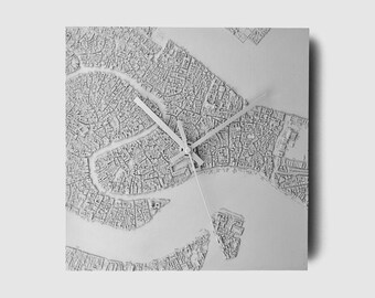 Venetië | Venetië | Wandklok | 3D-stadsplan | 30 x 30