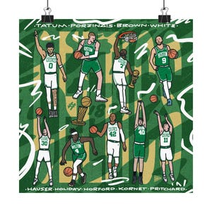 Boston Celtics away Poster square 23/24 NBA Champions square poster print