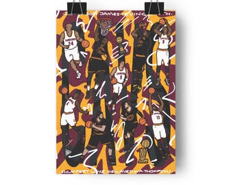 Cleveland Cavaliers 2016 NBA Champions Art Print: Lebron, Kyrie, K-Love