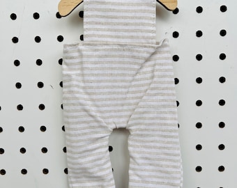 Beige Stripe Linen Overalls