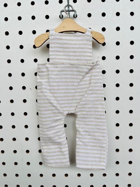 Beige Stripe Linen Overalls