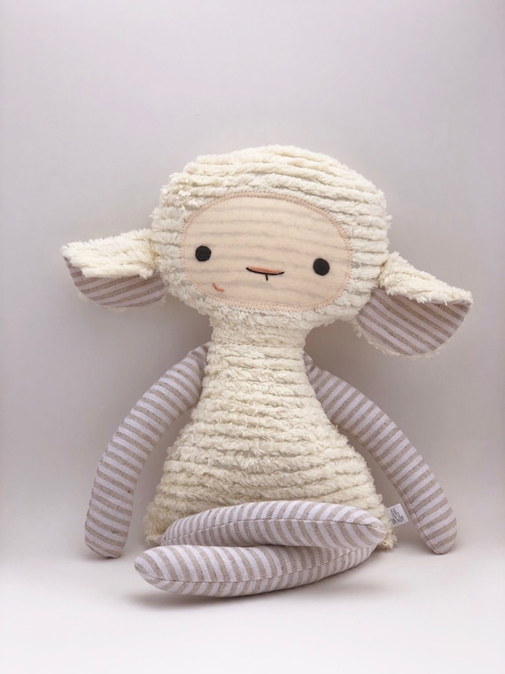 Beige Stripe Chenille Lovey Lamb