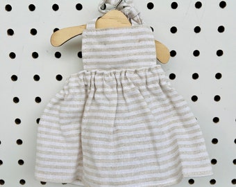 Beige Stripe Linen Dress