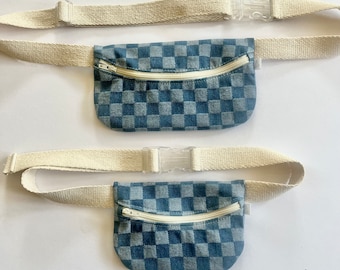 Mommy n Me Treasure Pouch in Denim Checkers