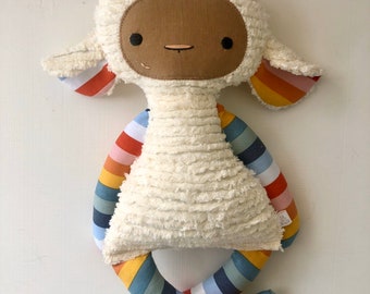 Rainbow Stripe Chenille Lovey Lamb