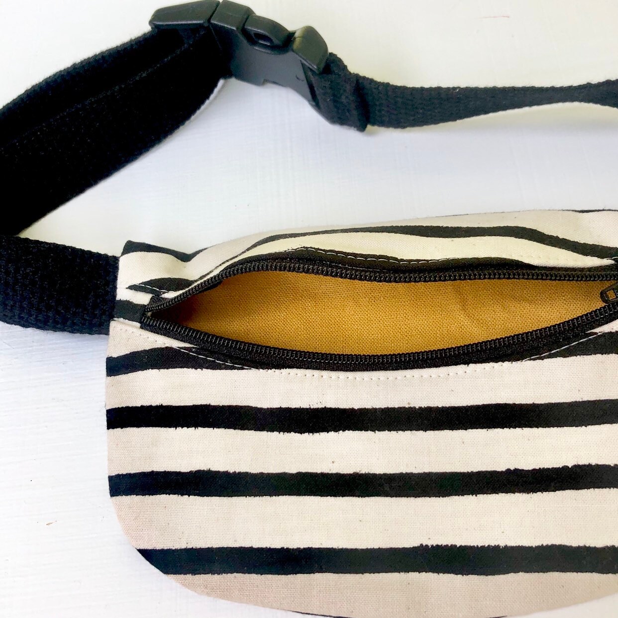 Treasure Pouch in Black and Cream Stripe