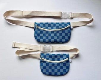 Marsupio porta tesoro Mommy n Me in denim a scacchi