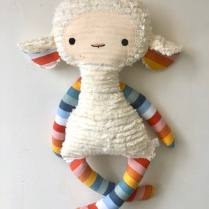 Rainbow Stripe Chenille Lovey Lamb