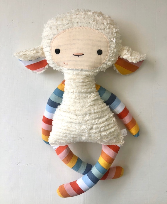 Rainbow Stripe Chenille Lovey Lamb