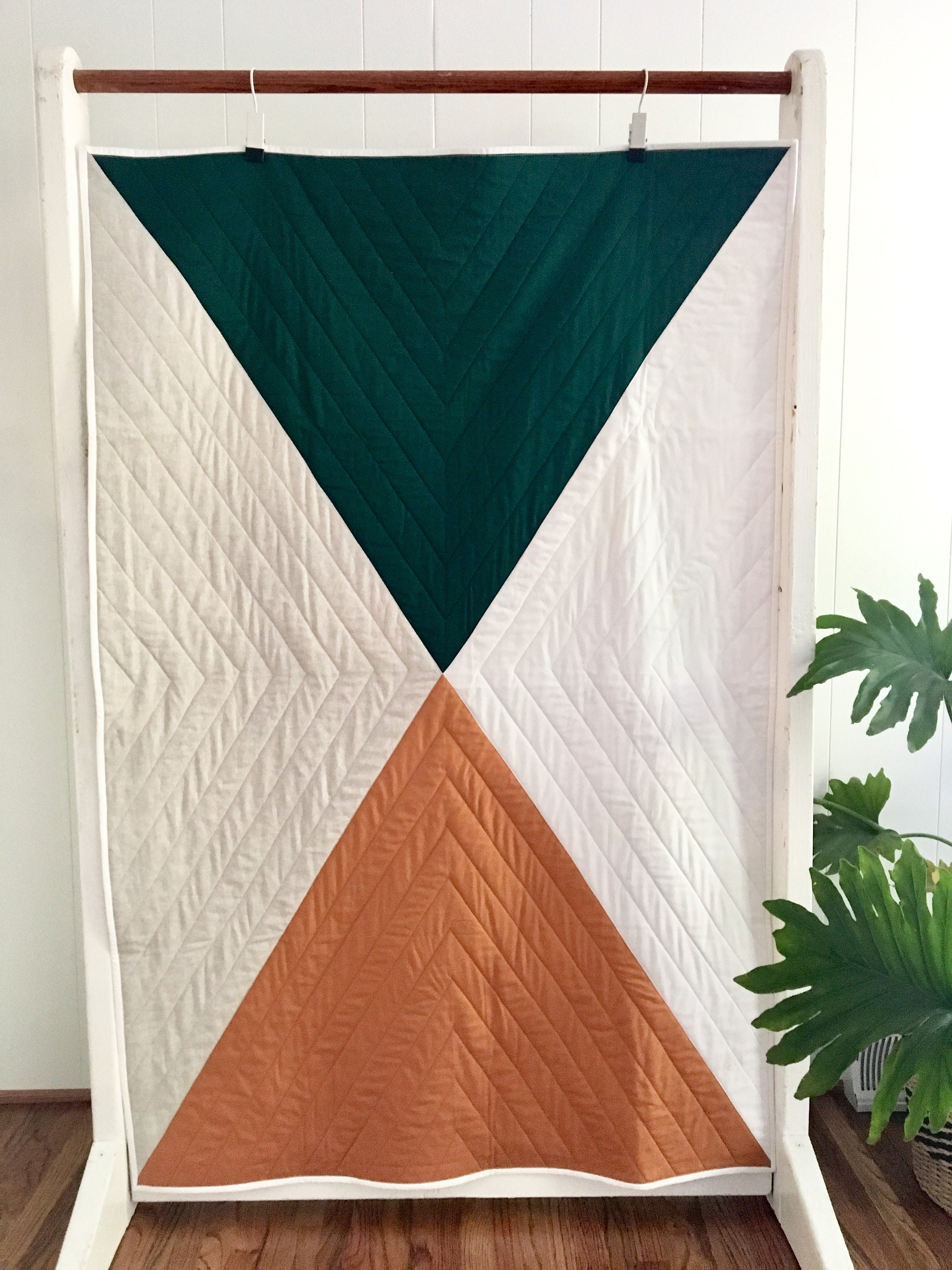 Hunter Green Color Block Crib Quilt