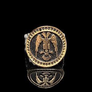 Unique Men&#39;s Eagle Ring For Men, Eagle Silver Ring, Chain Silver Ring, Gothic Ring, Sterling Silver Eagle Ring, The double-headed  symbol